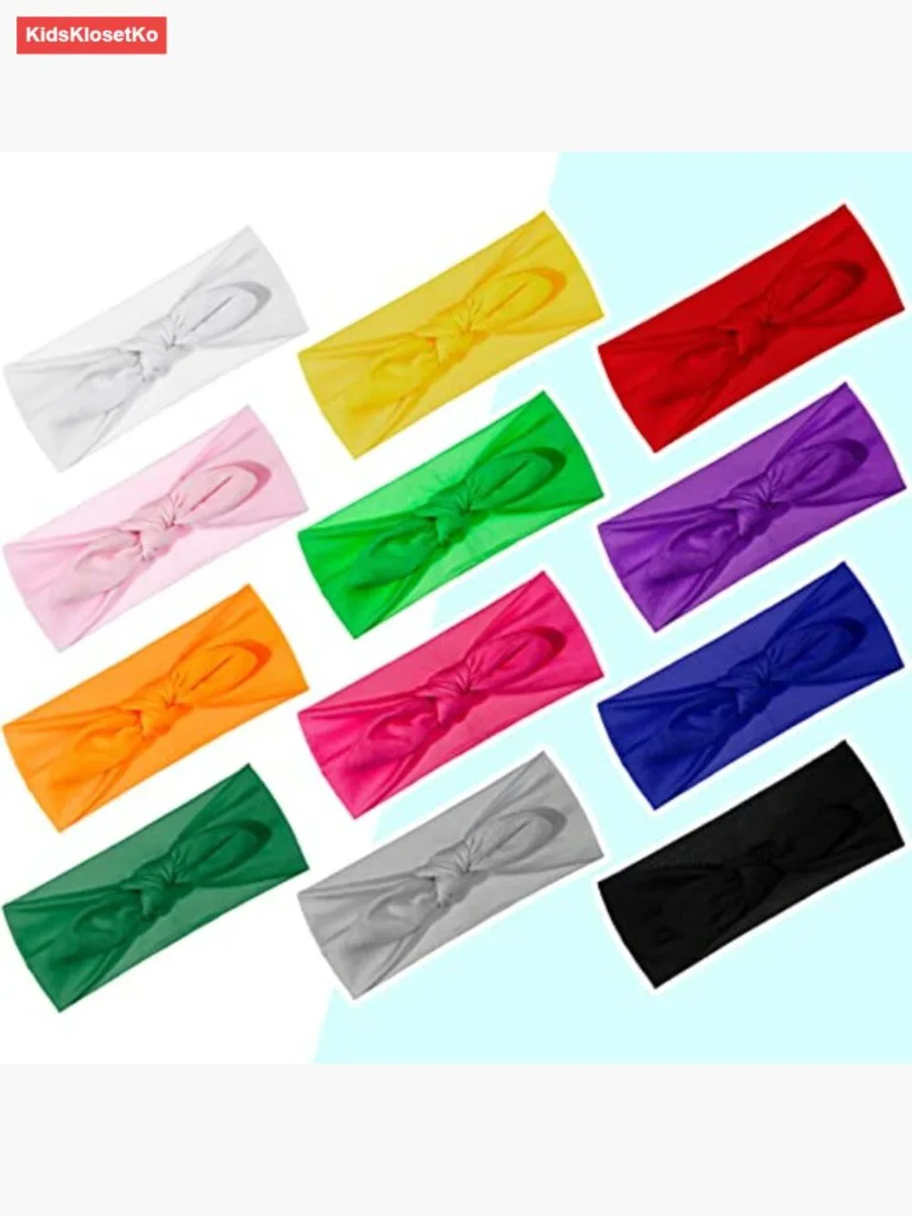 12 Pack Girls Stretchy Cloth Headbands Rabbit Ear Bow Hair Accessories